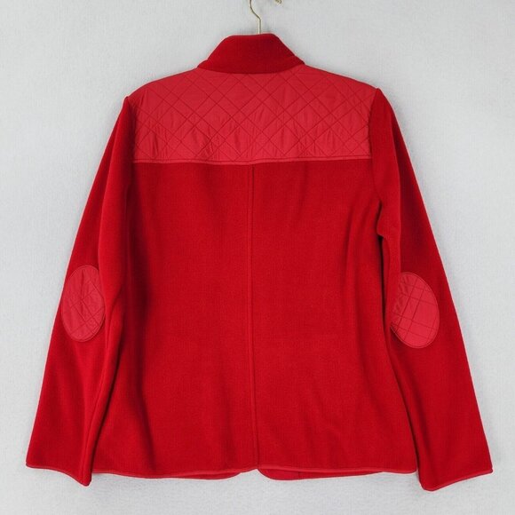 Talbots Jacket Womens Medium Red Fleece Quilted Full Zip Equestrian Classic - Picture 12 of 12